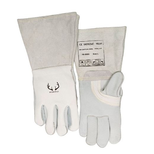 ELMAG 5-Finger-Schweißerhandschuhe WELDAS 10-2850 XL, MIG/MAG/MMA aus Hirschleder, Länge: 36 cm, Größe 9, 5 (1 Paar), 59113