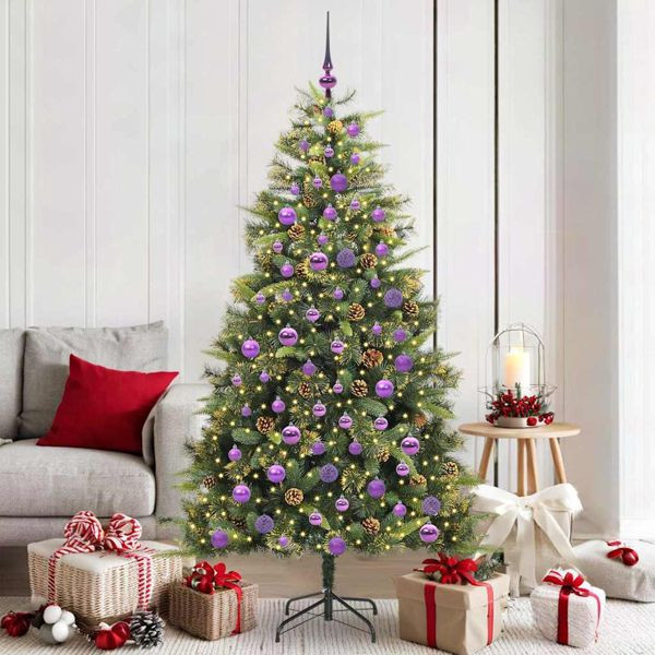 vidaXL Künstlicher klappbarer Weihnachtsbaum mit Tannenzapfen 180 cm, 3395095