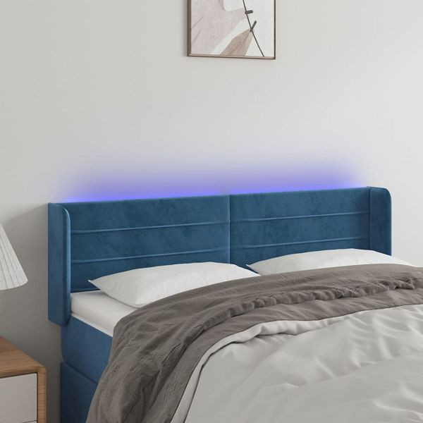 vidaXL LED Kopfteil Dunkelblau 147x16x78/88 cm Samt, 3123428