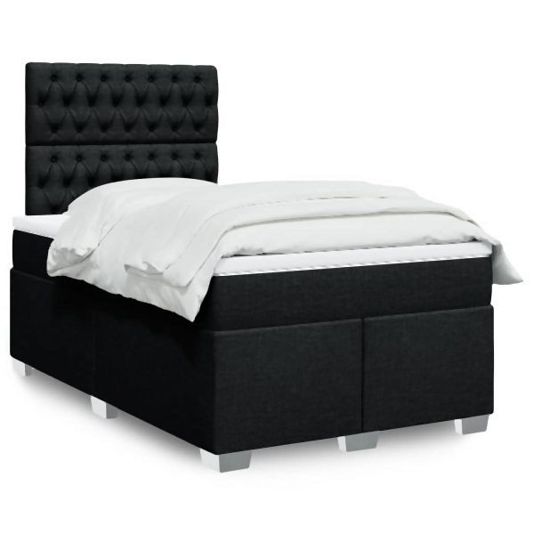 vidaXL Boxspringbett mit Matratze Schwarz 120x200 cm Stoff, 3292764