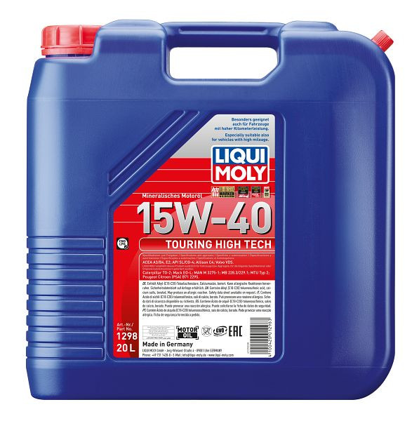 LIQUI MOLY Motoröl Touring High Tech 15W-40, Kanister Kunststoff, VE: 20 Liter, 1298