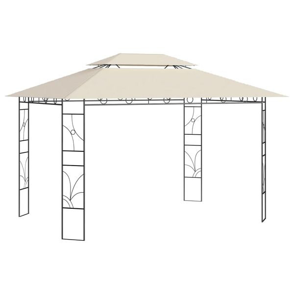 vidaXL Pavillon 4x3x2,7 m Creme 160 g/m², Material: Stahl, Stoff (100% Polyester) mit PA-Beschichtung, 313915