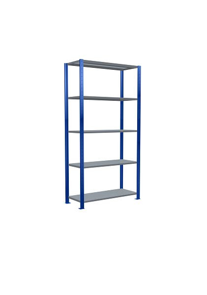 Schulte Grundregal, Steckregal MULTIplus330, 2000 x 1000 x 400 mm, 5 Fachböden, Kreuzstrebe, RAL 5010 enzianblau/verzinkt, 13940-B