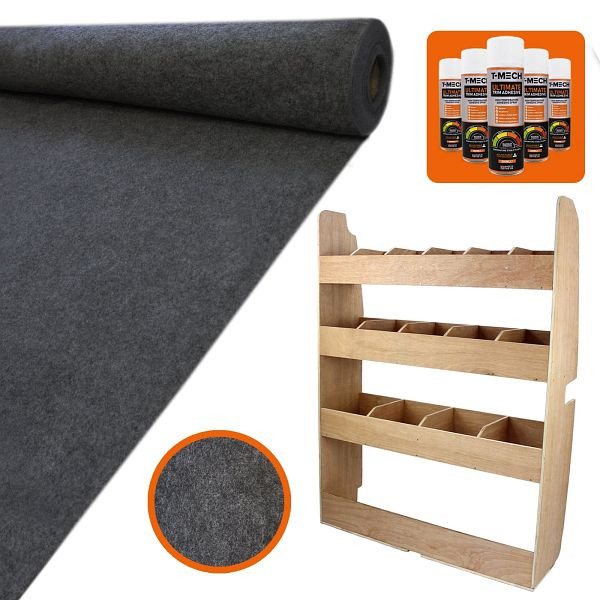 T-Mech Fahrzeugregal, Teppich-Verkleidung & Kleber im Set, 26290