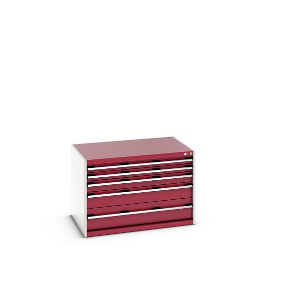 bott cubio Schubladenschrank bestückt mit 5 Schubladen, BxTxH: 1050x750x700mm, RAL 7035/3004, 40029005.24V