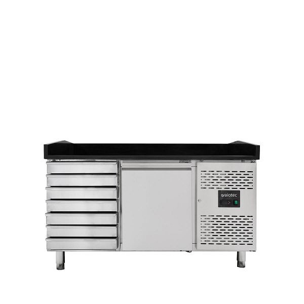 Vaiotec EASYLINE Pizzakühltisch 800 / 1-türig & 7 Schubladen "schwarz", 10072
