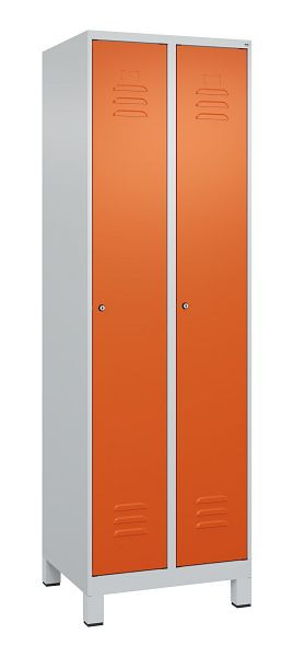 C+P Umkleidespind Classic PLUS mit Mitteltrennwand, Füße, 2 Abteile, 1950x600x500mm, 7035/2004, Zylinderschlösser, 080010-20F S10037