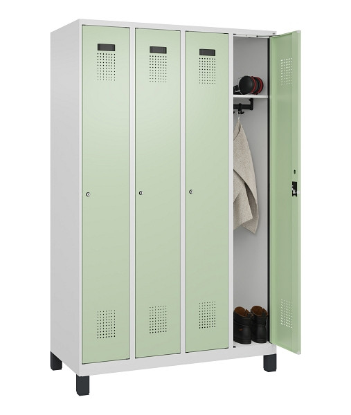 C+P Spind Evolo PLUS, mit Füßen, 4 Abteile, 1950x1200x500mm, 9016/6019, Verschluss Zylinderschloss, Ablageböden 4, 049010-40 S10046