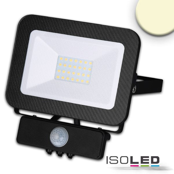 ISOLED LED Fluter mit PIR-Bewegungssensor 30W, warmweiß, schwarz, IP65, 114033