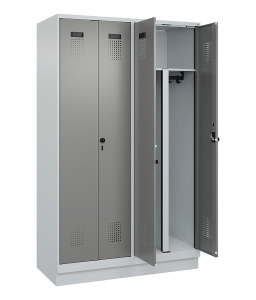 C+P PSA Schwarz-Weiß-Spind Evolo PLUS, mit Sockel, 4 Abteile, 1950x1200x500mm, 7, 0005000 RDS Stahlgrau, Drehriegel, 049022-40P S10014