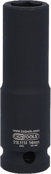 KS Tools 1/2" Sechskant-Kraft-Stecknuss, lang, 14mm, 515.1114