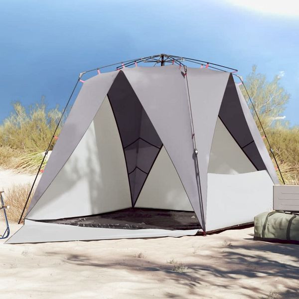 vidaXL Strandzelt 4 Personen Grau Quick Release Wasserdicht, 4005307