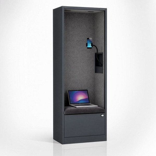 Jan Nowak Schrank mit Sitzfläche und Ruhezone SALLY MentalBox 1850 x 600 x 400 mm, Anthrazit, Dunkelgrau, 2068