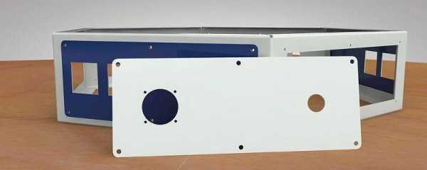 KLW 6-Eck-Energieaufsatz-Leergehäuse für Arbeitsplatzlänge 1350 mm, mit Abdeckplatte aus Buche-Multiplex, 6E-EAB-K135-L01