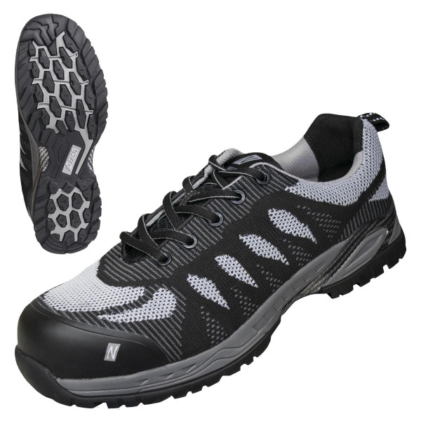 NITRAS PRO STEP, Sicherheitshalbschuhe, S1P, SRC, strapazierfähiges Textil, Größe: 47, Farbe: schwarz/grau, VE: 10 Paar, 7413-1012-47