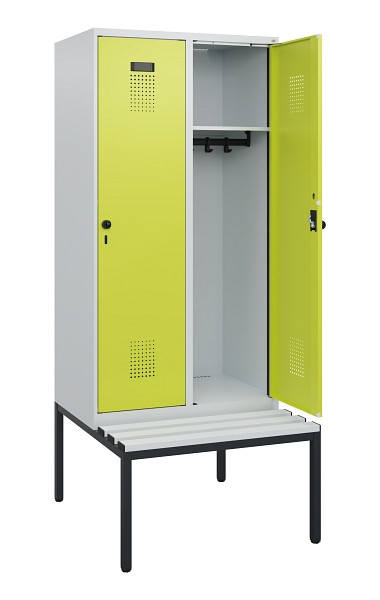 C+P Spind Evolo PLUS, 2 Abteile, 1950x800x815mm, 7035/0024, Drehriegel, Sitzfläche Kunststoff, Sitzbank, 0490505-22 S10069
