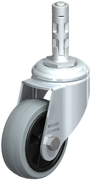 Blickle LKRA-VPA 80G-11-E11 Apparate-Lenkrolle mit Expander, Vollgummi, Grau, 358390
