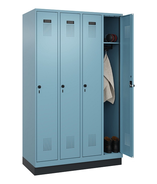 C+P Spind Evolo PLUS, mit Sockel, 4 Abteile, 1950x1200x500mm, 0010/0010, Verschluss Drehriegel, Ablageböden 4, 049020-40 S10021