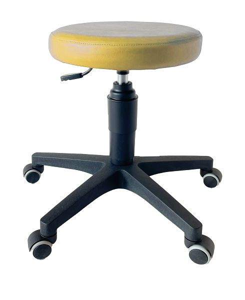 ultraMEDIC Rollhocker ultraSWIVEL6 Sitzhöhe 39 - 52 cm, Sitzdurchmesser 35 cm, Kunstlederbezug Gelb, SAN-1500-GE
