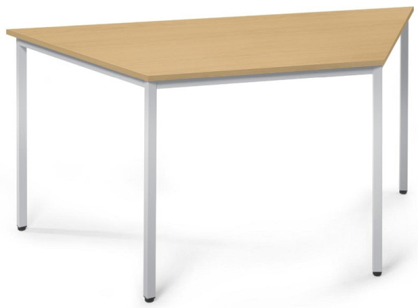 Deskin Besprechungstisch BASE-MODUL, Platte Buchedekor, Gestell Alusilber RAL 9006, B 1600/ 800 x T 690 x H 720 mm, 221500