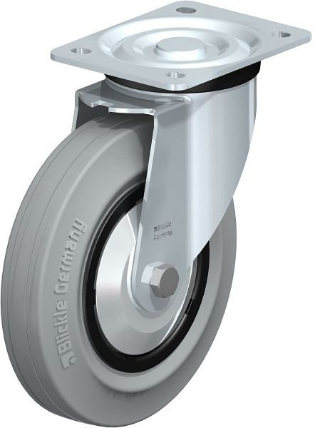 Blickle L-VPP 200G-SG-FA Stahlblech-Lenkrolle, mittelschwere Ausführung, mit Anschraubplatte, Vollgummi, Schwarz, 23812