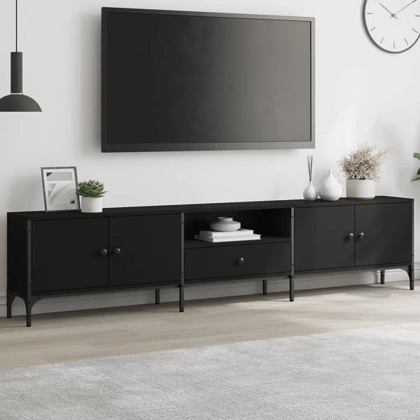 vidaXL TV-Schrank mit Schublade Schwarz 200x25x44 cm Holzwerkstoff, 838988