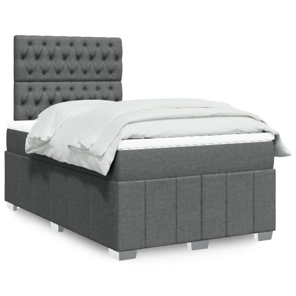 vidaXL Boxspringbett mit Matratze Dunkelgrau 120x200 cm Stoff, 3293943