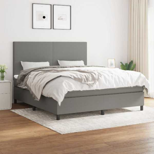 vidaXL Boxspringbett mit Matratze Dunkelgrau 180x200 cm Stoff, 3141634