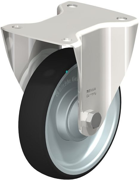 Blickle BX-PATH 160KD Edelstahl-Bockrolle mit Anschraubplatte, Thermoplastisches Polyurethan, Grau, 761529