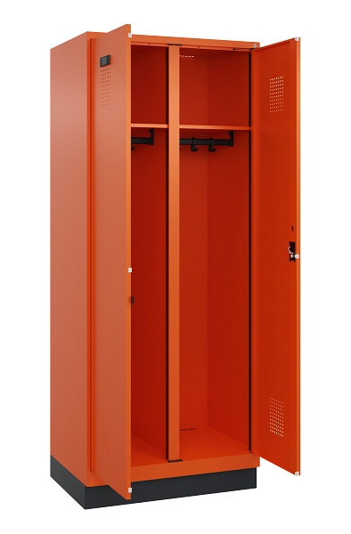 C+P Schwarz-Weiß-Spind Evolo PLUS, mit Sockel, 2 Abteile, 1950x800x500mm, 2004/2, Zylinderschloss, 049022-22 S10050