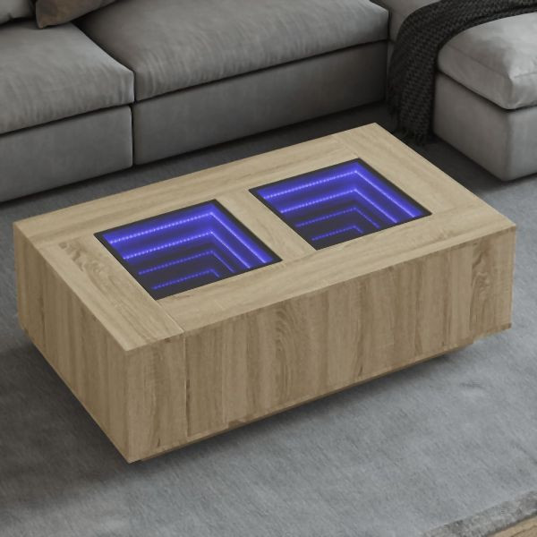 vidaXL Couchtisch mit Infinity-LED Sonoma-Eiche 116x69x40 cm, 3284058
