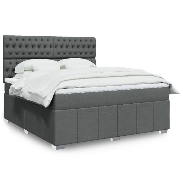 vidaXL Boxspringbett mit Matratze Dunkelgrau 180x200 cm Stoff, 3291755