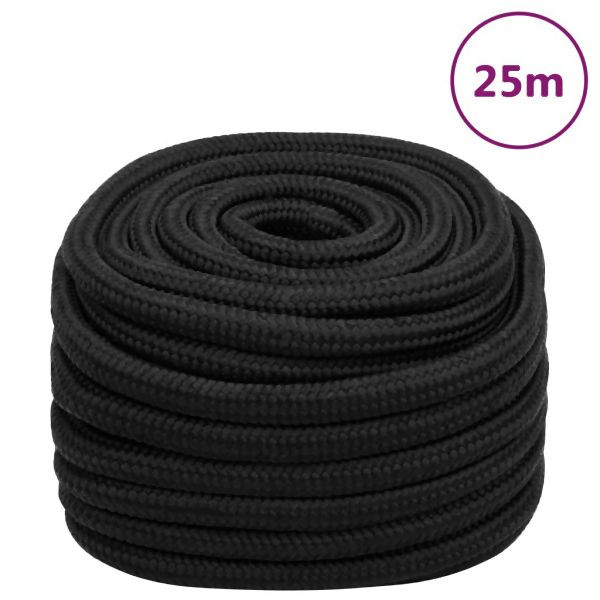 vidaXL Bootsseil Schwarz 20 mm 25 m Polypropylen, 152526