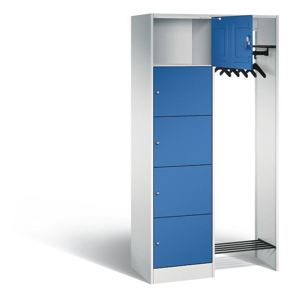 C+P Offene Garderobe Serie 8070, H1950xB960xT480mm, Farbe: Lichtgrau / Enzianblau, 82700-00 S10003