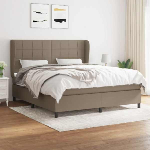 vidaXL Boxspringbett mit Matratze Taupe 180x200 cm Stoff, 3127985