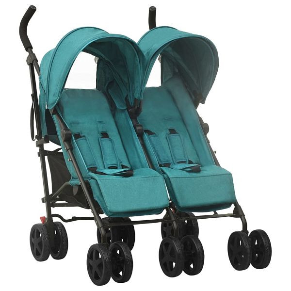 vidaXL Geschwisterwagen Grün Stahl, Material: Stahl, Leinenstoff, 10240