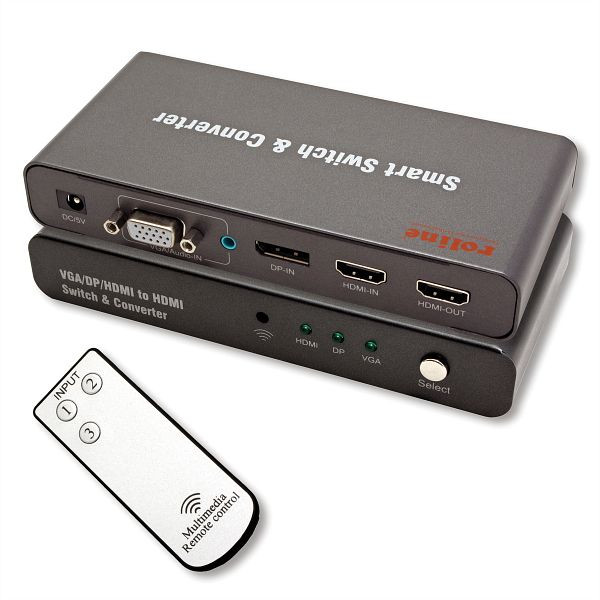 ROLINE HDMI/VGA/DP zu HDMI Konverter-Switch, 14.01.3568