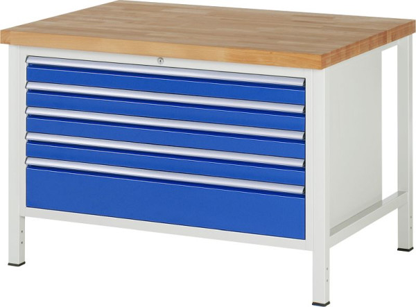 RAU Werkbank Serie 8000 - Modell 8368, B1250 x T900 x H840-1040 mm, Systemunterbau B1235 x T850 x H800-1000 mm, 03-8368A2-129B4H.11