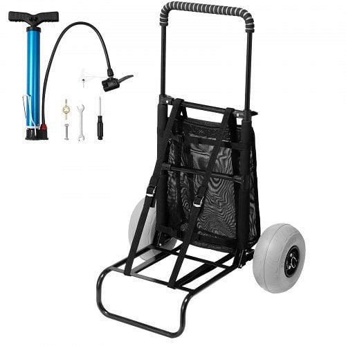 VEVOR Strandkarre Bollerwagen Sandwagen, Strandwagen 74,84 kg Tragkraft, Zusammenklappbarer Sandwagen aus Stahl 69 bis 114 cm, STTCXG10INCH7PT6XV0