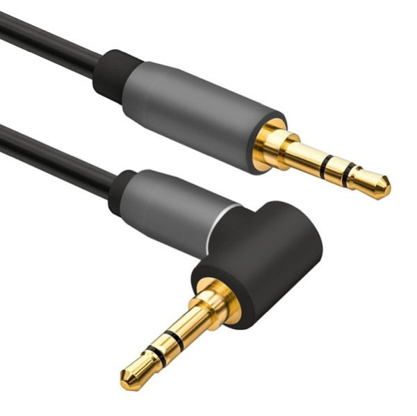 Helos Anschlusskabel, Klinke 3,5mm Stecker/Stecker 90°, PREMIUM, 2,0m, schwarz, 288709