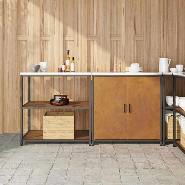 vidaXL Küchenlager-Set Mit Regal mit Tür 2-teilig Rostig 180 x 50 x 92 cm, 3392658