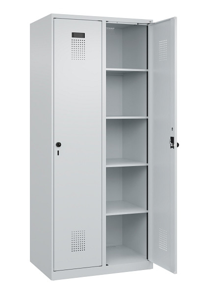 C+P Wäsche-Spind Evolo PLUS, 2 Abteile, 1850x800x500mm, 7035/7035, Verschluss Drehriegel, Ablageböden 8, 049000-22B S10013