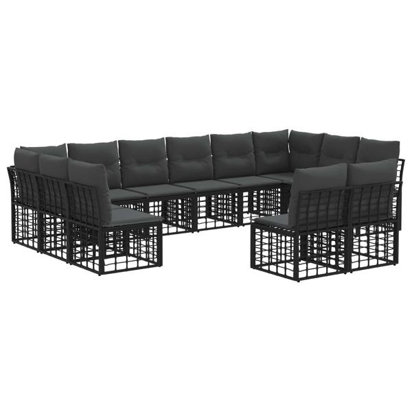 vidaXL Outdoor-Sofagarnitur Schwarz und Dunkelgrau Polyester, 3437577