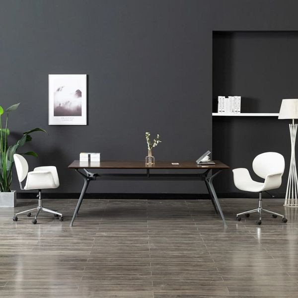 vidaXL Drehbarer Esszimmerstuhl Weiß Kunstleder, 287392