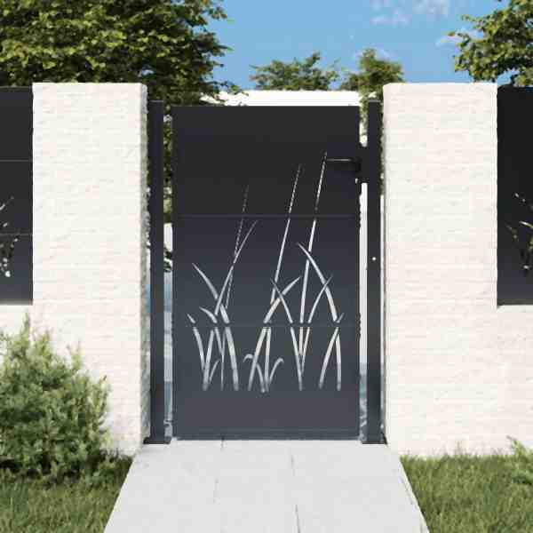 vidaXL Gartentor Anthrazit 105x155 cm Stahl Gras-Design, 153169