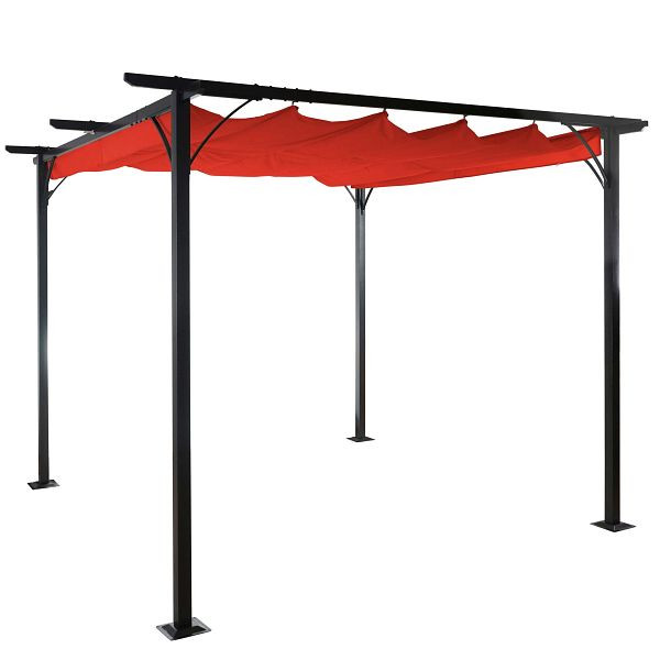 Mendler Pergola HWC-C42, Garten Pavillon, stabiles 6cm-Gestell + Schiebedach, 3x3m terracotta, 49974