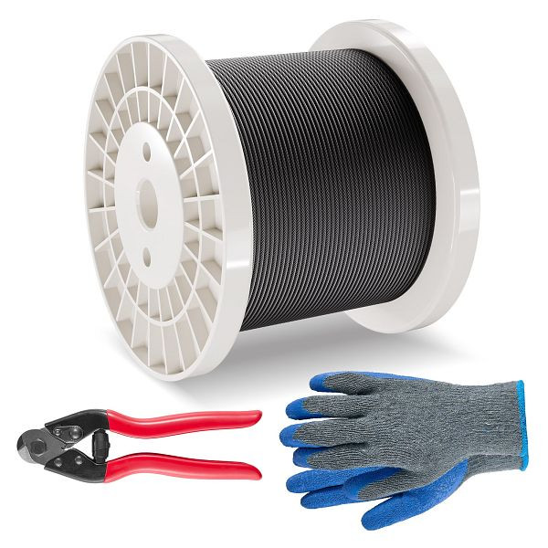 VEVOR Stahlseil Drahtseil Seil Draht Rostfrei, 3,18mmx152,4m 7,1kN 7x7 Stränge, FHGSSFH31618GCIQIV0