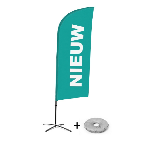 Showdown Displays Beachflag Alu Wind Komplett-Set Neu Türkis Niederländisch Kreuzständer, BFAW310-CB30-WB-I82