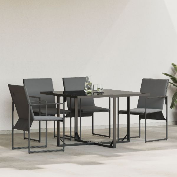 vidaXL Gartenstühle mit Kissen 4 Stück Schwarz Textilene, 42003025
