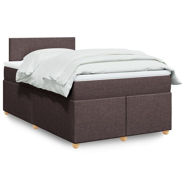 vidaXL Boxspringbett mit Matratze Dunkelbraun 120x200 cm Stoff, 3286643